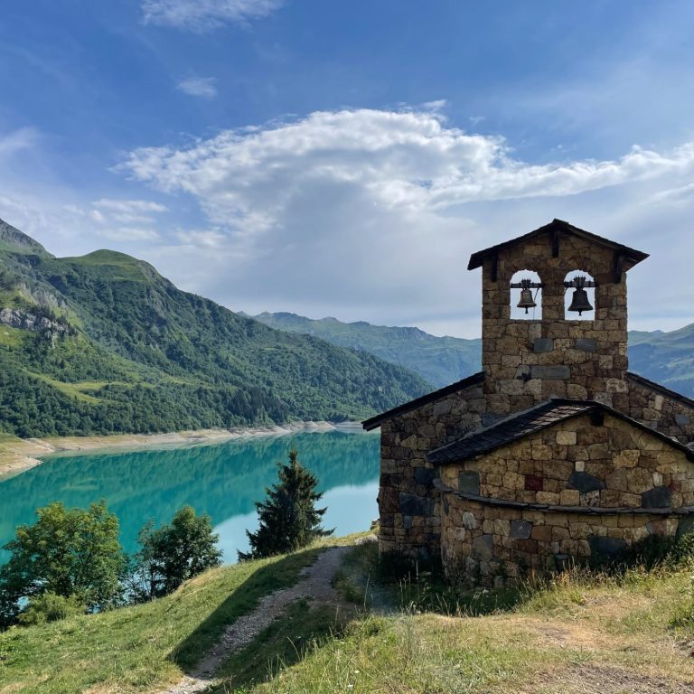 Roselend lake and chapel Roselend lake and chapel
