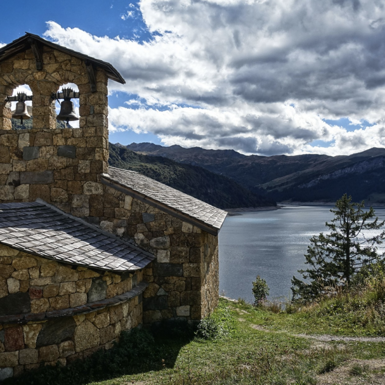 Roselend lake and chapel Roselend lake and chapel
