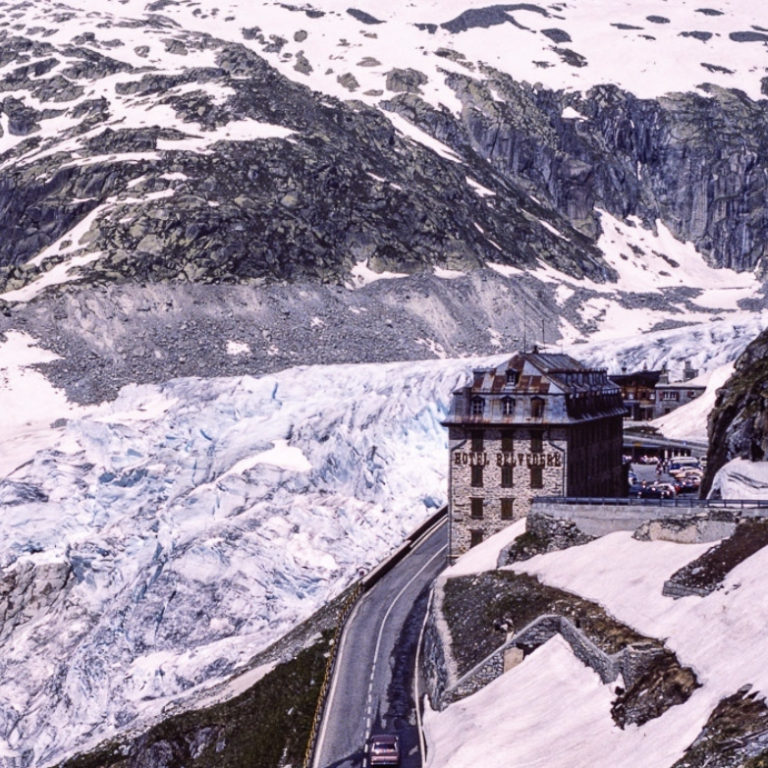 Rhone glacier and Belvedere Hotel around 1960/70